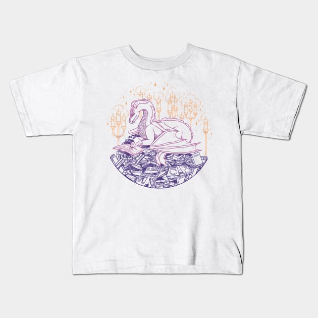 Dragon Book Hoard v1 Kids T-Shirt by polliadesign